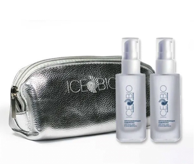 ICE BIO. Набор Сыворотка  2 шт омолаживающая для лица, шеи и зоны декольте 30мл, в косметичке в Набережных Челнах